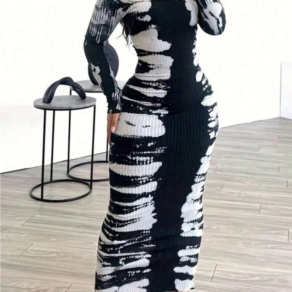 Tie Dye Long Sleeve Ankle Length Dress NWOT